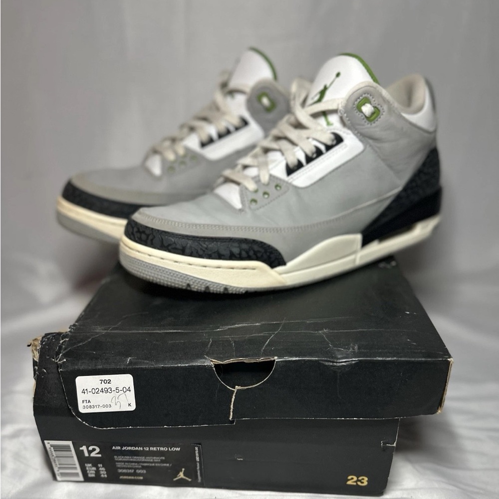 Air Jordan 3 Retro Chlorophyll 136064-006 White Gray Men’s Size 12